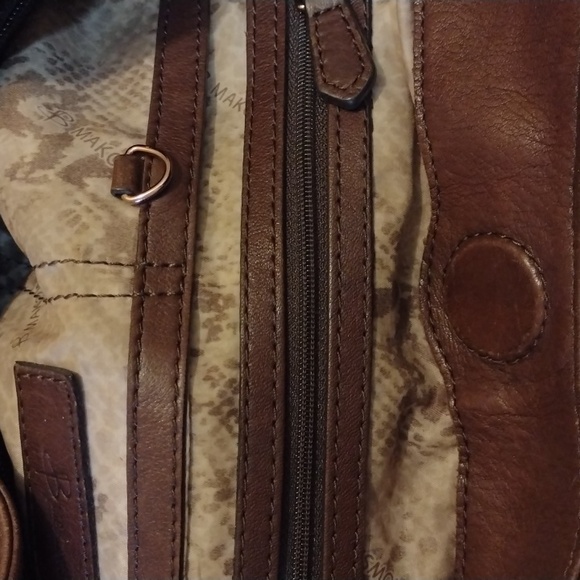 B. Makiwsky Rich Brown Leather Shoulder Bag - Picture 10 of 16